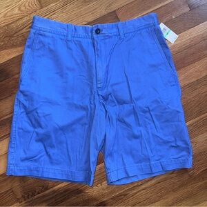 IZOD Men's Size 34W Saltwater Chino Shorts Blue  100% Cotton Flat Front NWT